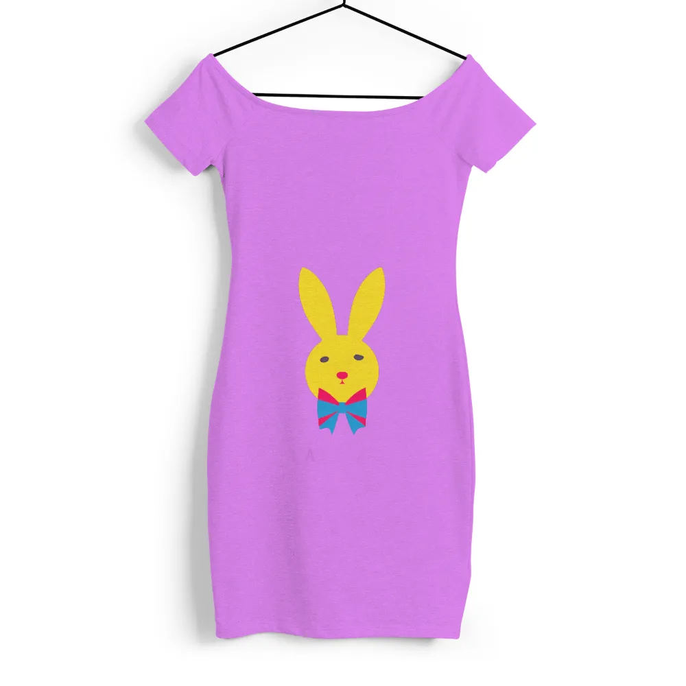 Retro Design: Yellow Bunny with Blue Bow Tie - Vintage-Inspired Charm|simple design for t shirt printing