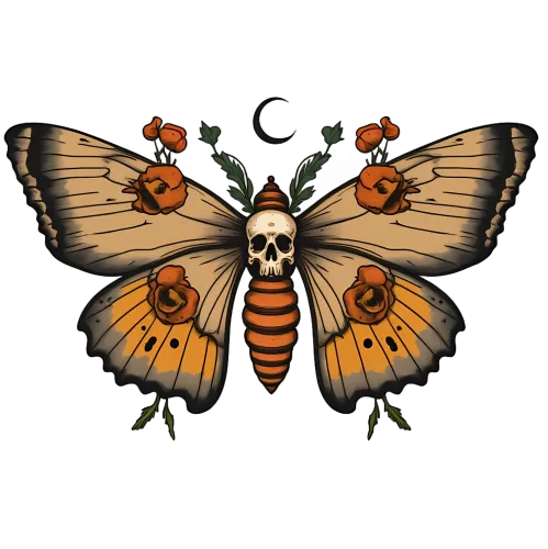 T-Shirts Custom: Moth Skull - Transformation and Rebirth