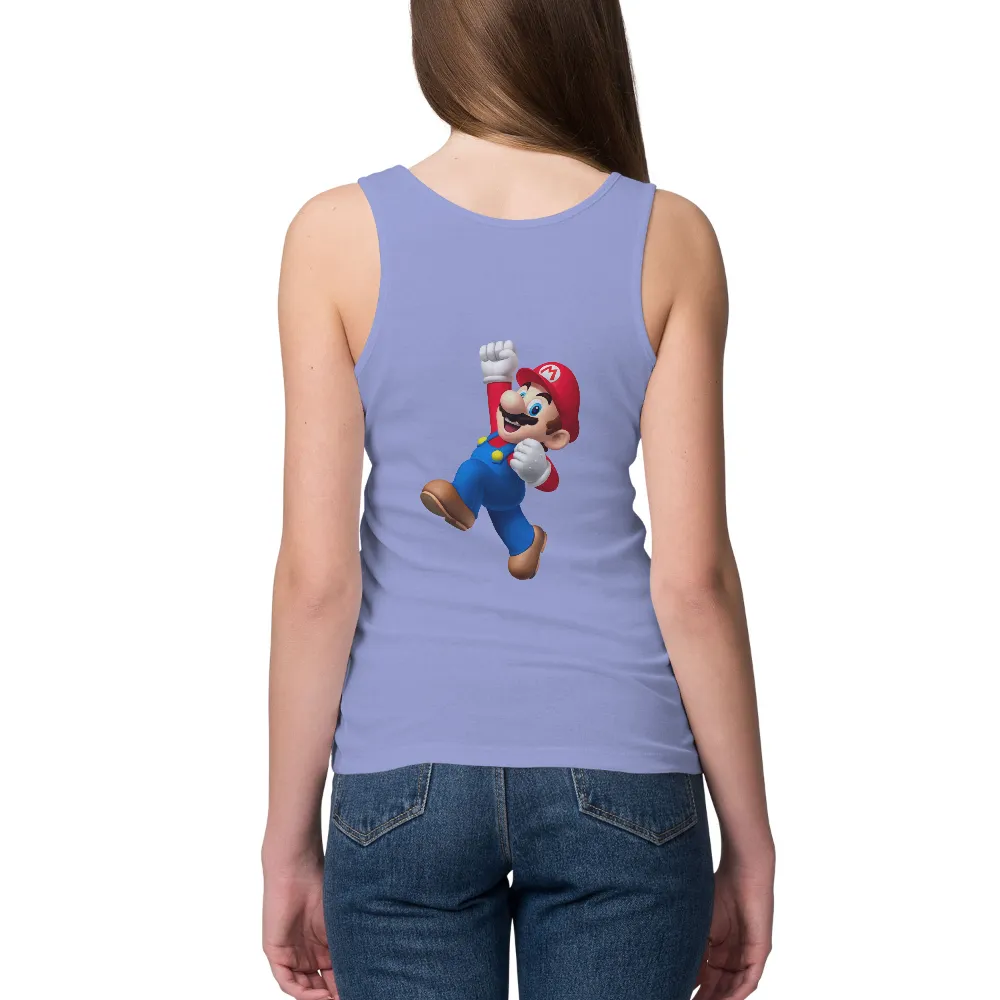 T-Shirts Design: Celebrating Iconic Video Game Character with Joy and Nostalgia|cartoon character with blue shirt