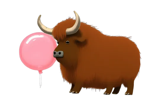 Customized Tee Shirts: Whimsical Highland Cow with Bubble Gum