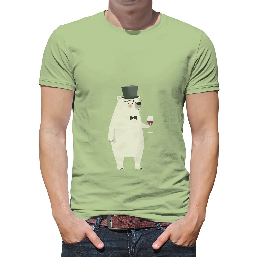 T-Shirts Design: Boris the Sophisticated Polar Bear|wine time finally t shirts