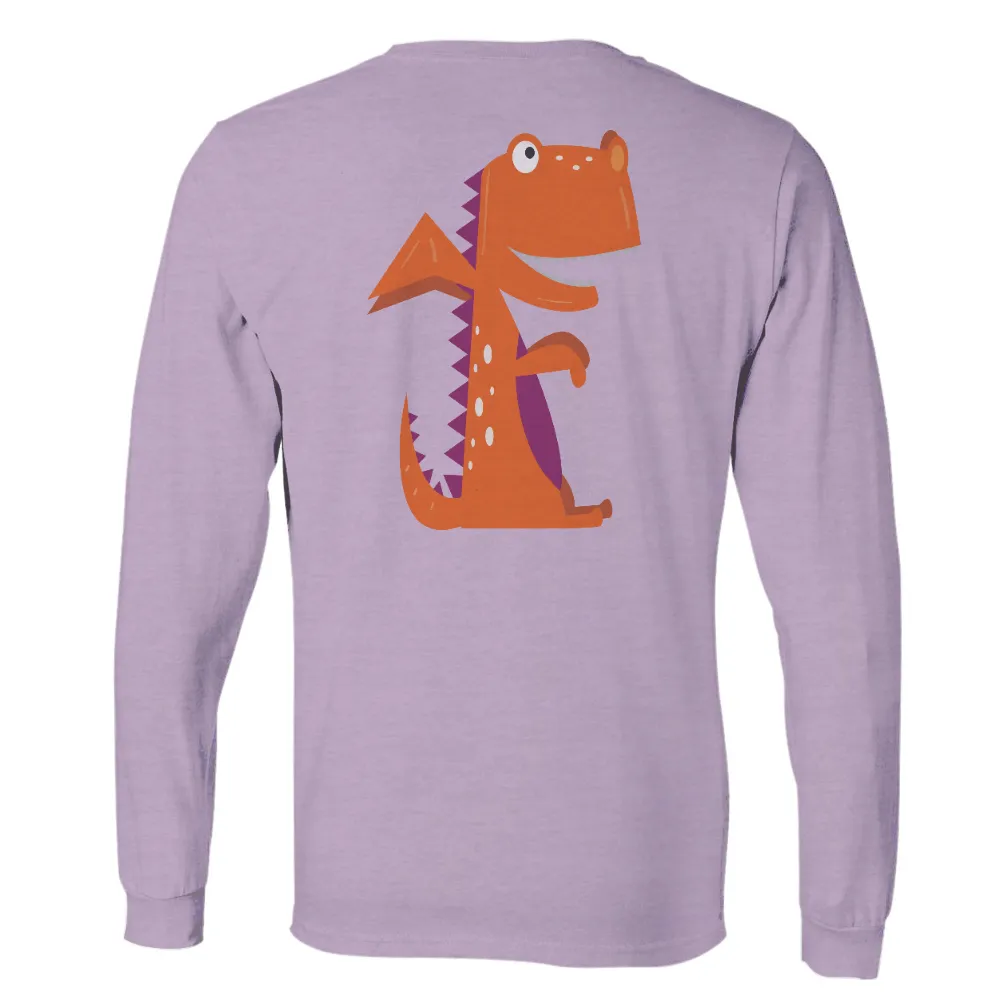 Friendly Dinosaur T-Shirts Design: Joyful Childhood Memories|bright neon orange t shirts