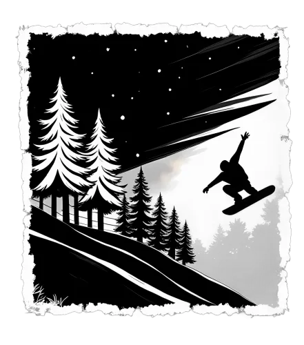 Graphic Tees: Snowboarding Adventure Under the Night Sky