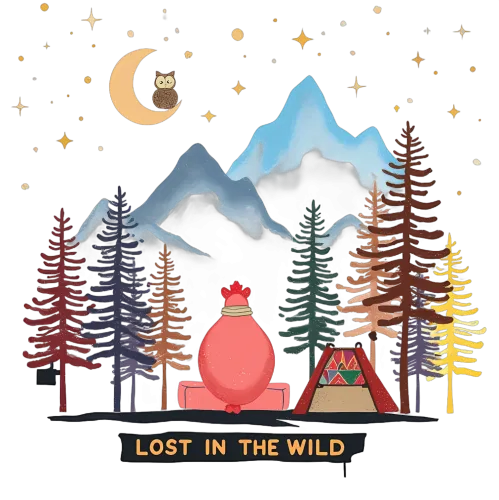 Customized Tee Shirts: Lost in the Wild with Owl and Chicken Adventure