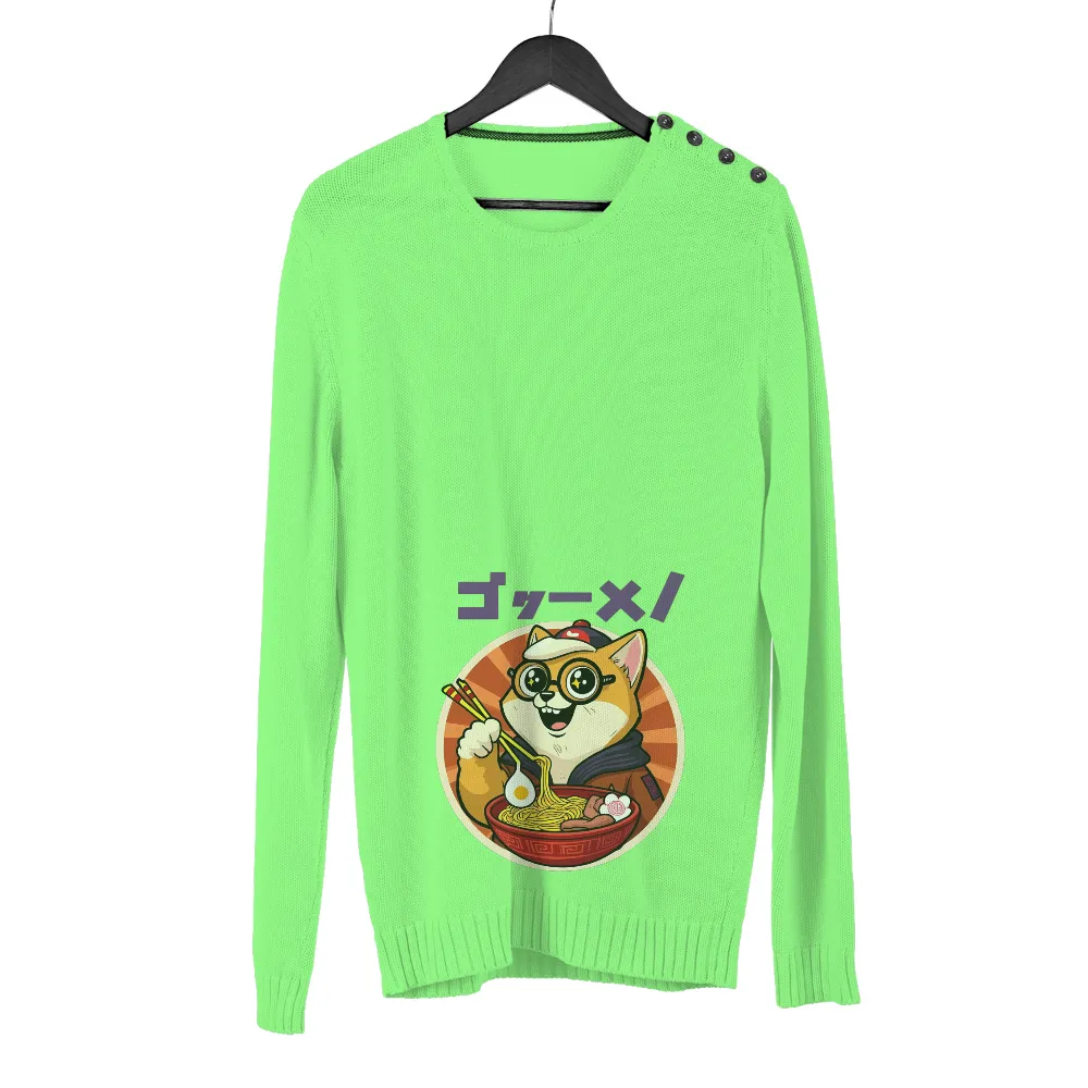 Shirts Graphic Tees: Ryo's Ramen Adventure| Whimsical Shiba Inu eating ramen