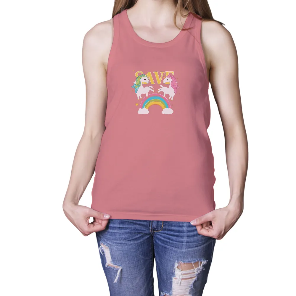 Customized Tee Shirts: Save the Magic with Unicorns and Rainbows|rainbow pride shirt womens