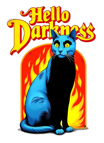 T-Shirts Custom: Blue Cat Embracing Hello Darkness