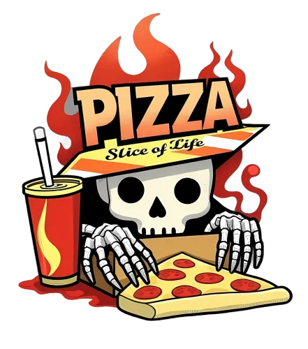 T-Shirts Custom: Skeleton Pizza Slice of Life