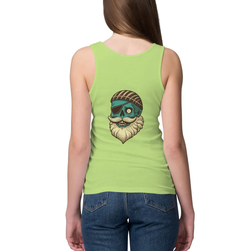 Tee Shirt Printing: Vintage Cyberpunk Skull with Bandana and Eye Patch| Vintage skull design