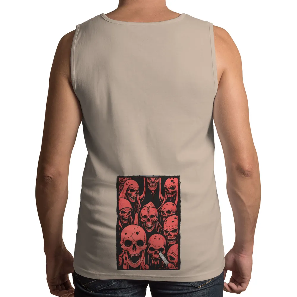 Graphic Tees: Red Skulls - Artistic Horror Design|red v neck limited tee