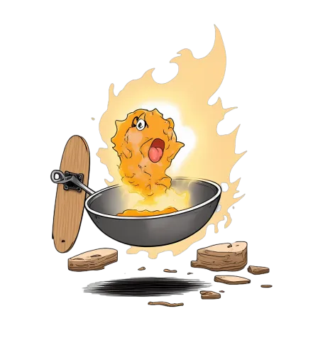 T-Shirts Design: Fiery Chicken Wing Skateboarding Adventure