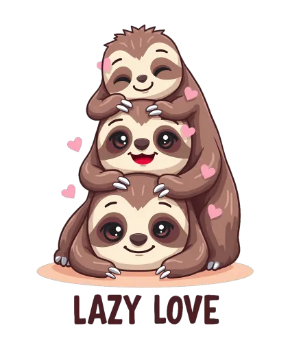 T-Shirts Custom: Lazy Love - Cute Sloths Hugging