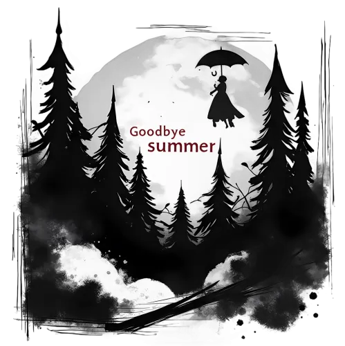 Custom T-Shirt Printing: Goodbye Summer - Umbrella Silhouette