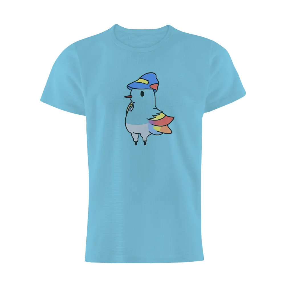 T-Shirts Pattern: Whimsical Bird with Rainbow Wings|reverse tie dye rainbow sweatshirt