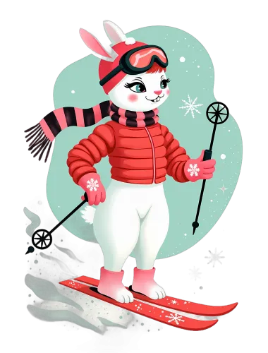 Tee Shirt Printing: Ski Bunny Adventure | Winter Sports Tee