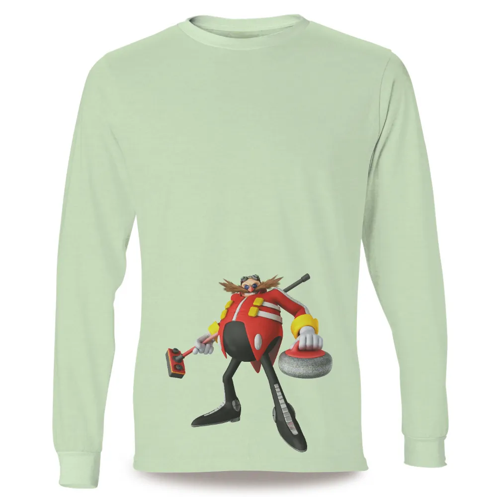 Shirts Graphic Tees: Dr. Eggman Curling - A Quirky Gaming Design|franklin sports mlb flex top tee