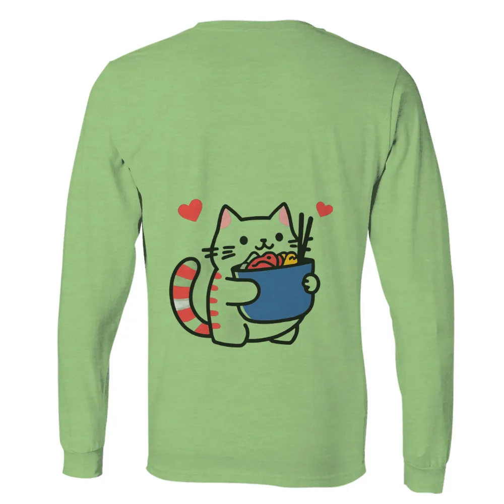 Tee Shirts Printed: Whiskers' Sushi Night | Funny Cat Tees|Whiskers enjoying sushi