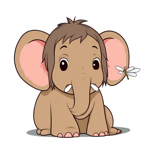 TShirt Design: Whimsical Baby Elephant with Dragonfly