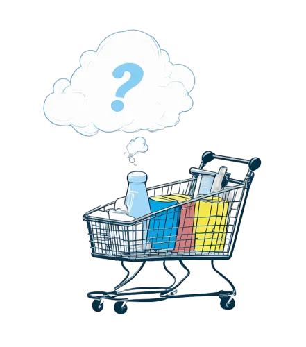 Tee Shirts Printed: Shopping Cart of Questions - Life Theme