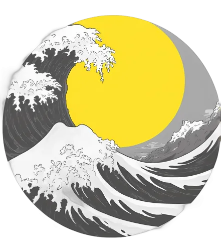 Waves, Sun, and Japanese Art Inspired by Hokusai's 'The Great Wave off Kanagawa'