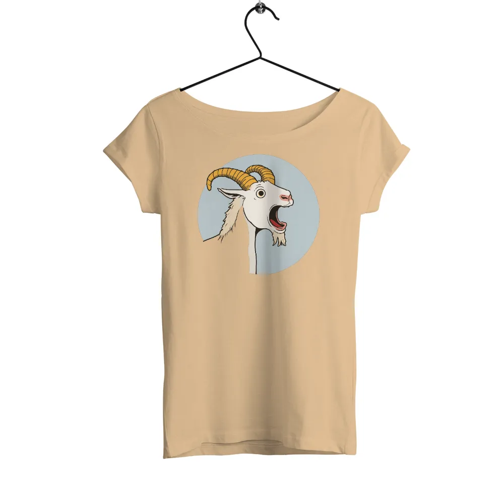 Custom T-Shirt Printing: Quirky Goat Design | Funny & Unique Tees|Quirky goat with yellow horns