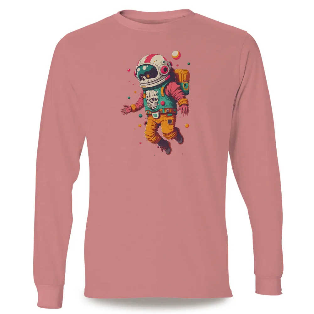 T-Shirts Design: Bold Astronaut with Skull - Cyberpunk Adventure|space invaders shirt ready player one