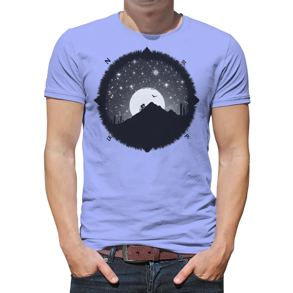 Tee Shirts Printed: Cycling Under the Stars - Adventure and Freedom|blue moon long sleeve t shirt