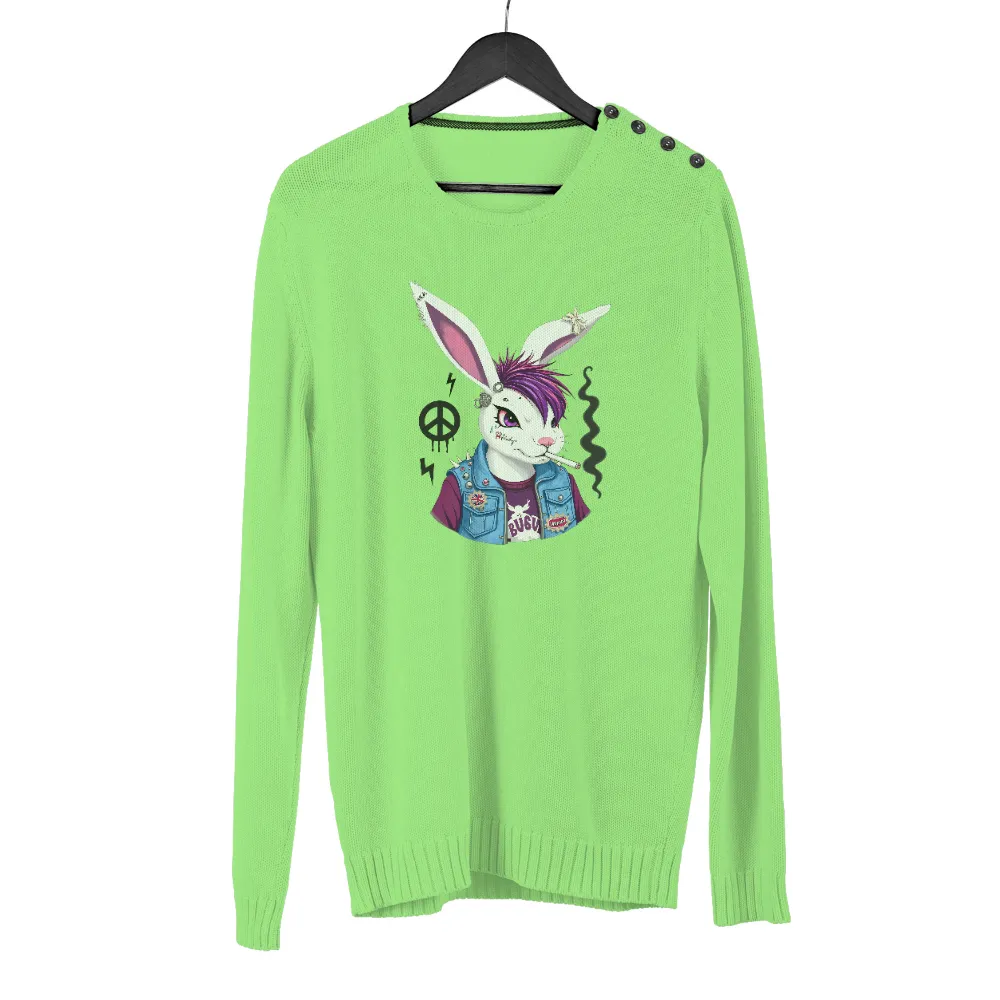 T-Shirt Printing: Punk Rock Rabbit - Artistic Design| lightning bolt