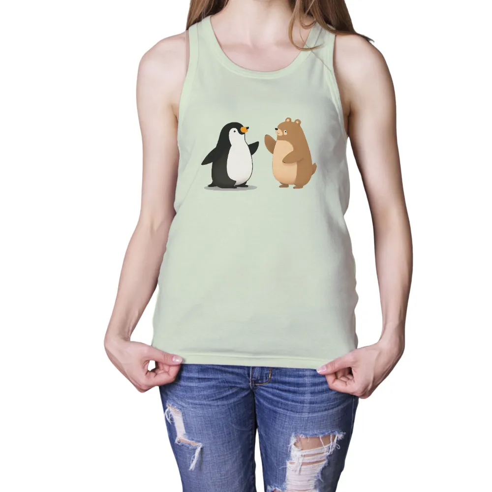 T-Shirt Printing: Percy the Penguin and Bruno the Bear - Unlikely Friends|bear with deer antlers t shirt