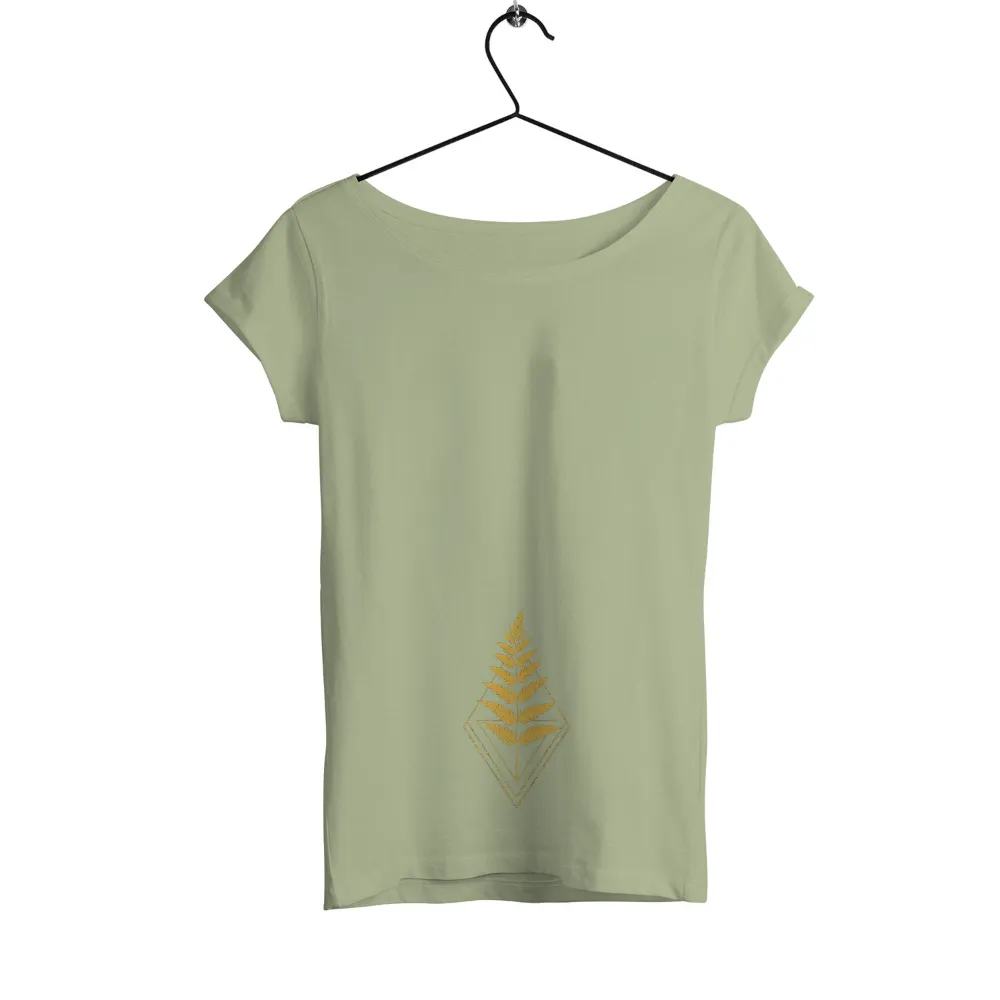 Golden Fern Tee Shirt Printing | Elegant Nature and Geometry Design|golden fern leaf