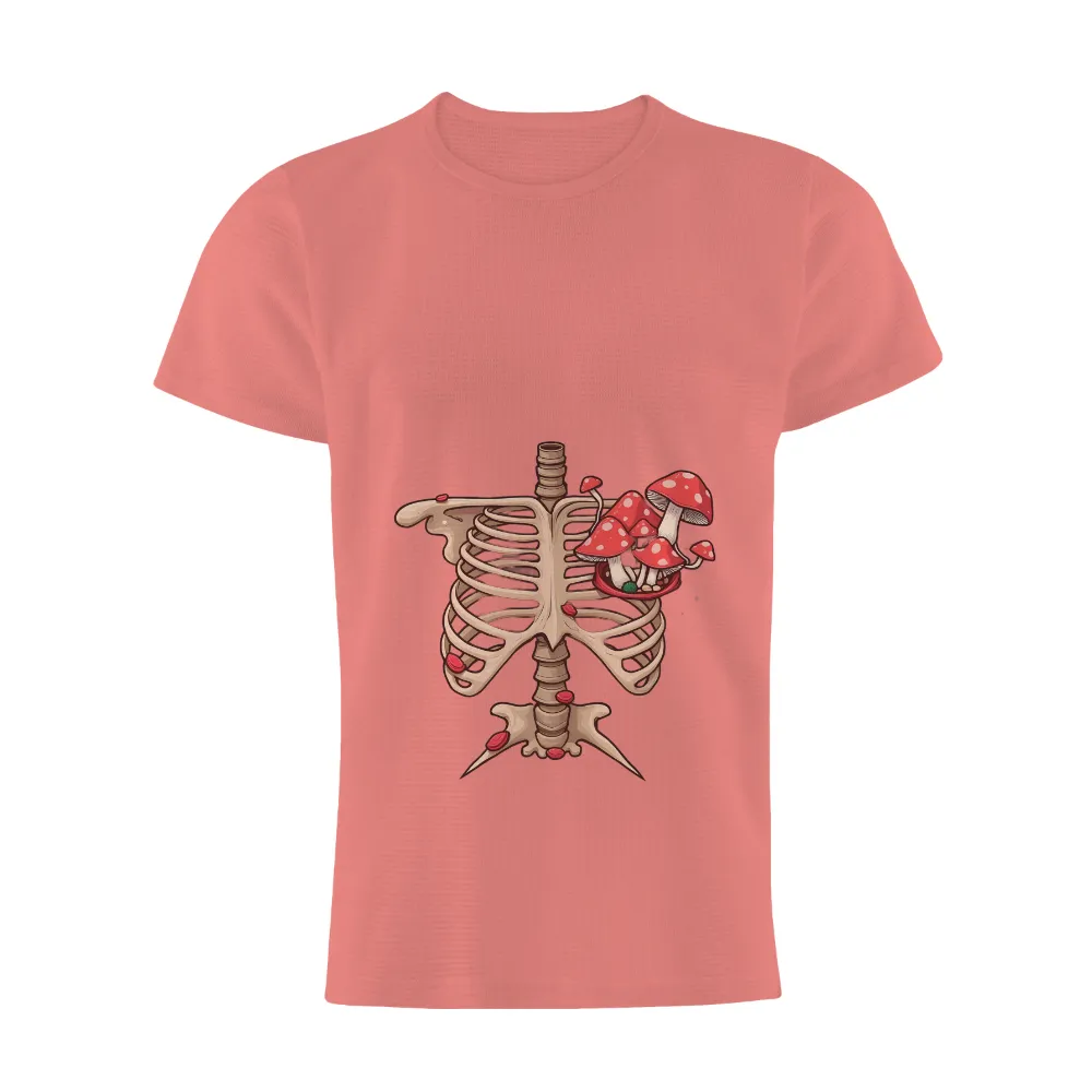 Custom Tee Shirts: Ribcage Mushrooms - Fantasy Art|Ribcage with mushrooms