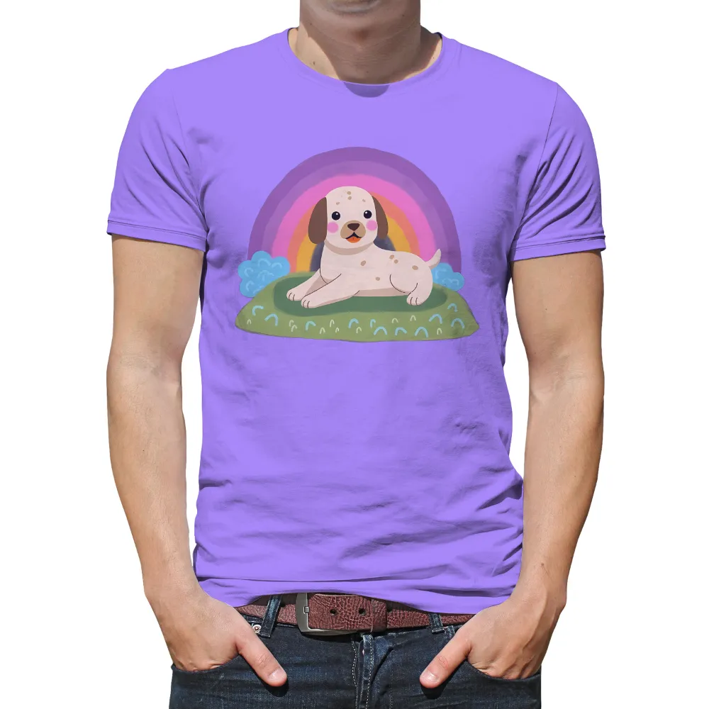 Graphic Tees: Max the Puppy Under the Rainbow - Artistic Designs|mama and mini rainbow shirts