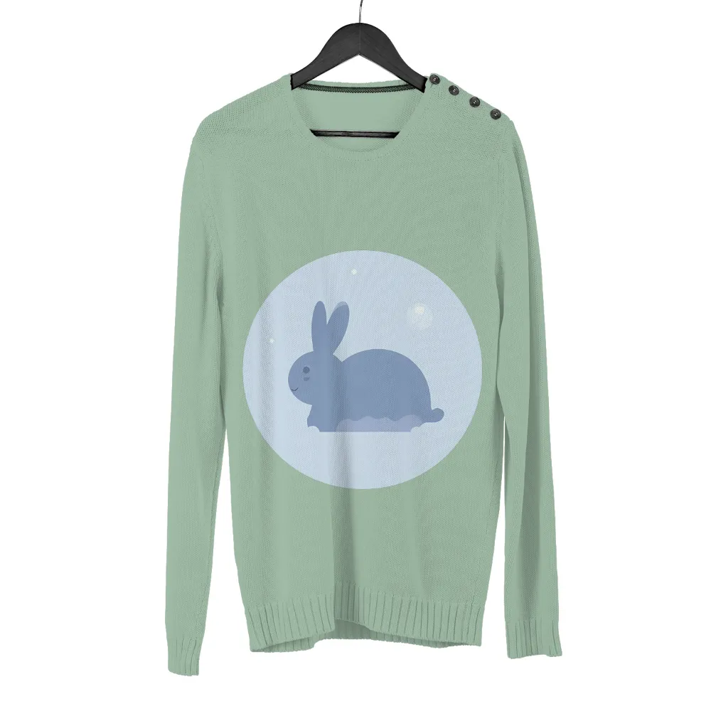 T-Shirts Pattern: Blue Bunny Minimalist Design| Perfect for minimalistic designs