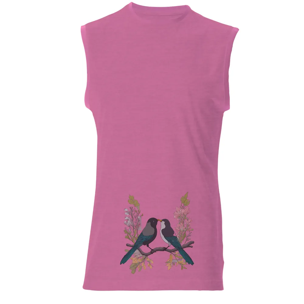 Custom Tee Shirts: Birds of Love | Unity and Peace| Soft flower hues