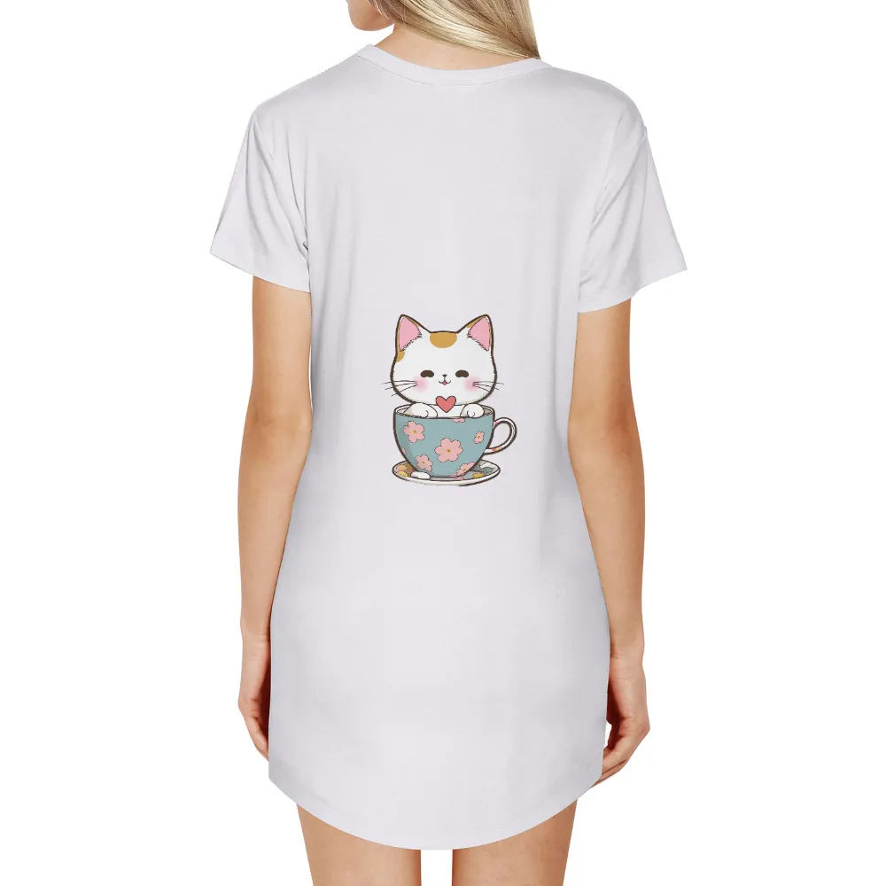 T-Shirts Pattern: Adorable Cat in a Teacup|cute teacher valentine shirts