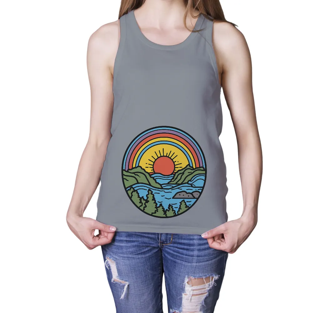 Customized Tee Shirts: Embrace Nature's Harmony with Elara's Rainbow Design|stevie nicks follow the sun shirt