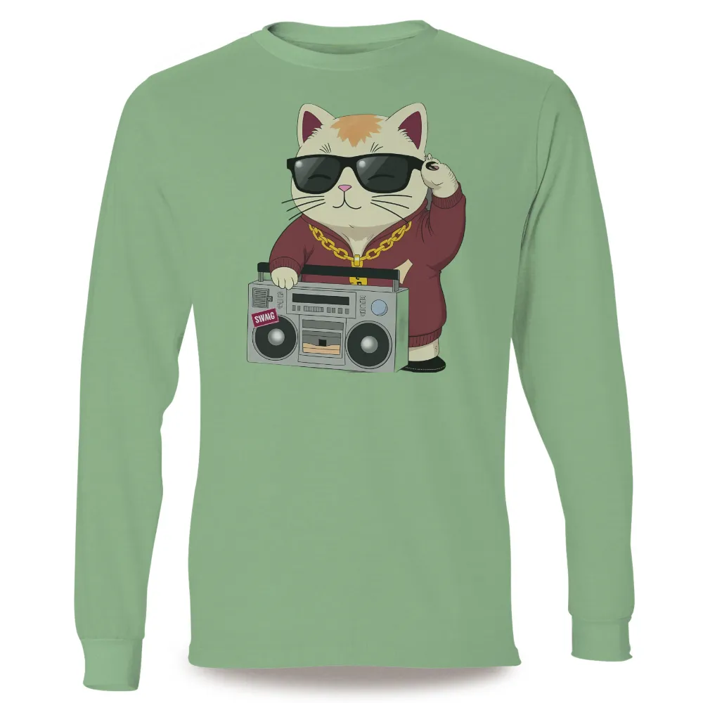 Hip-Hop Cat Tee | Tee Shirt Printing | Swag, Boombox, Music| Funky cat with sunglasses