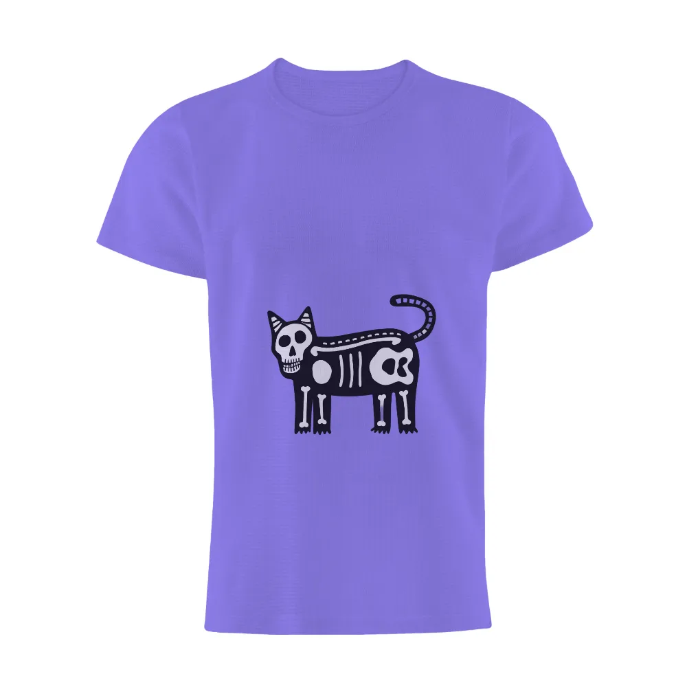 Tee Shirt Printing: Skeletal Cat - Bold and Meaningful Design| life and death theme