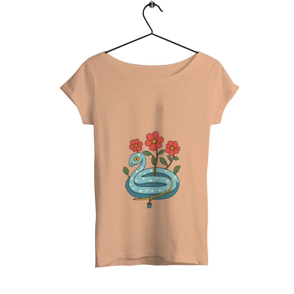 Graphic Tees: Harmony in Nature - Snake and Flowers|t shirt painting on nature