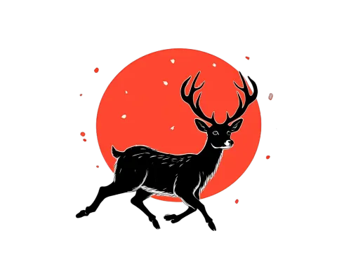 Tee Shirts Printed: Majestic Deer Silhouette Against Red Sunset