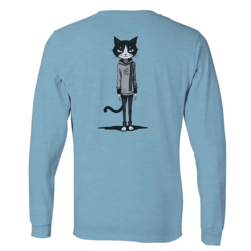 Tee Shirts Printed: Urban Cat in Contemporary Streetwear| Whimsical cat in streetwear