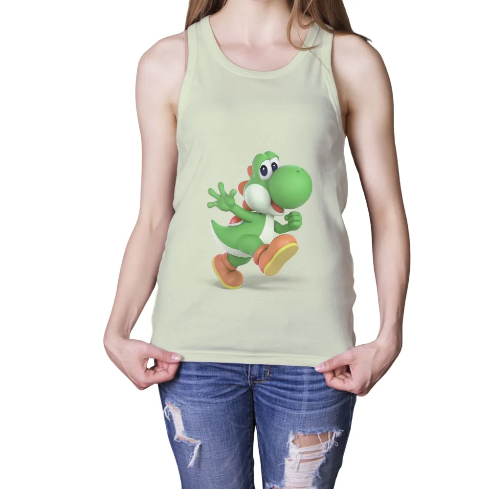 Tee Shirts Printed: Yoshi Adventure - Gaming Culture|essentials green cotton jersey t shirt