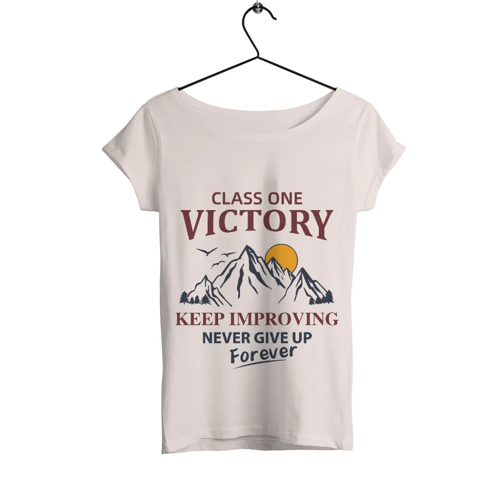 TShirt Design: Class One Victory - Keep Improving Never Give Up Forever|enes freedom t shirt