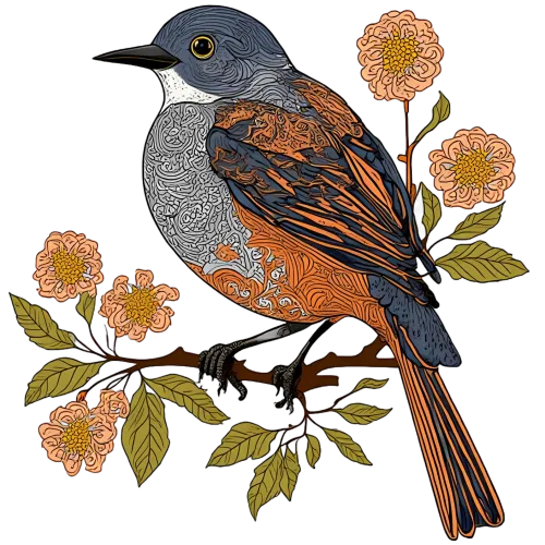 Tee Shirt Printing: Bird of Tranquility - Artistic Nature Design