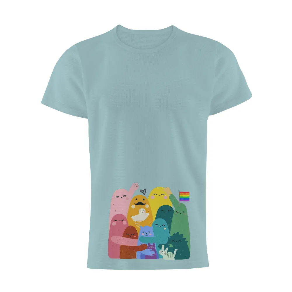 TShirt Printing: Whimsical Creatures Embracing Love and Unity|love for damar 3 shirt