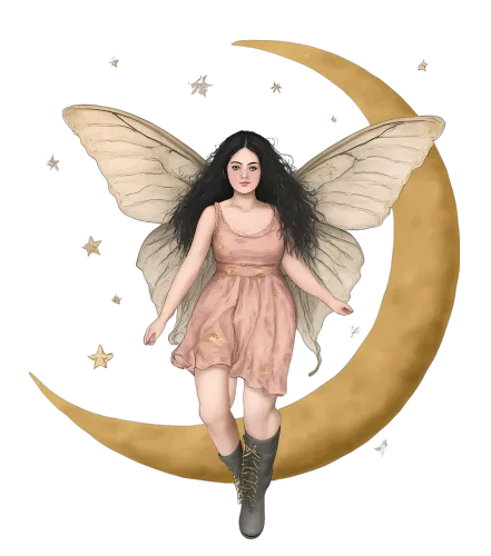 Custom Tee Shirts: Whimsical Fairy on the Crescent Moon