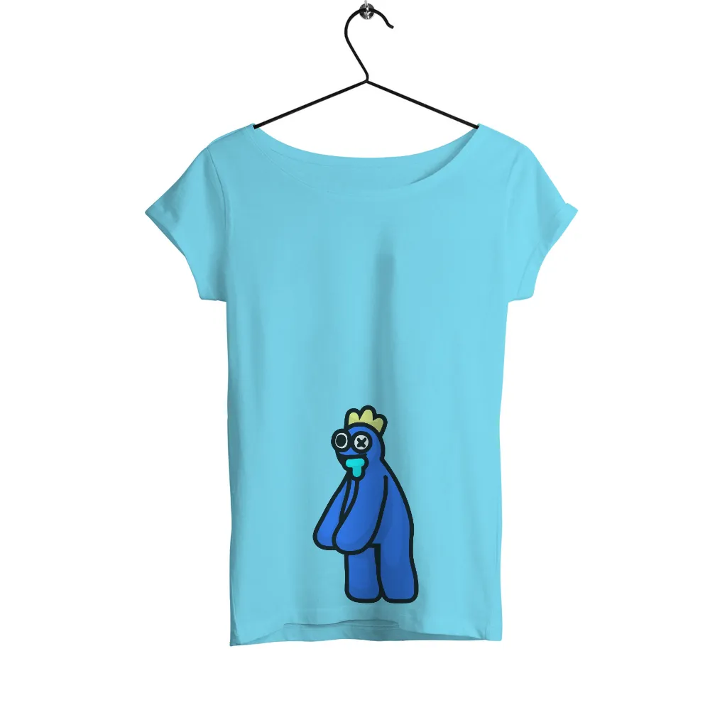 T-Shirts Pattern: Quirky Blue Character with Yellow Crown|roblox t shirt bad