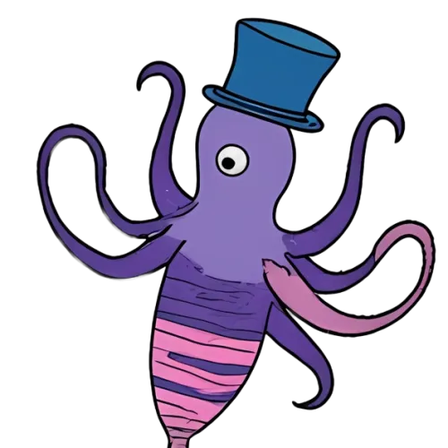 Tee Shirts Printed: Dapper Octopus in Top Hat - Funny & Quirky Design