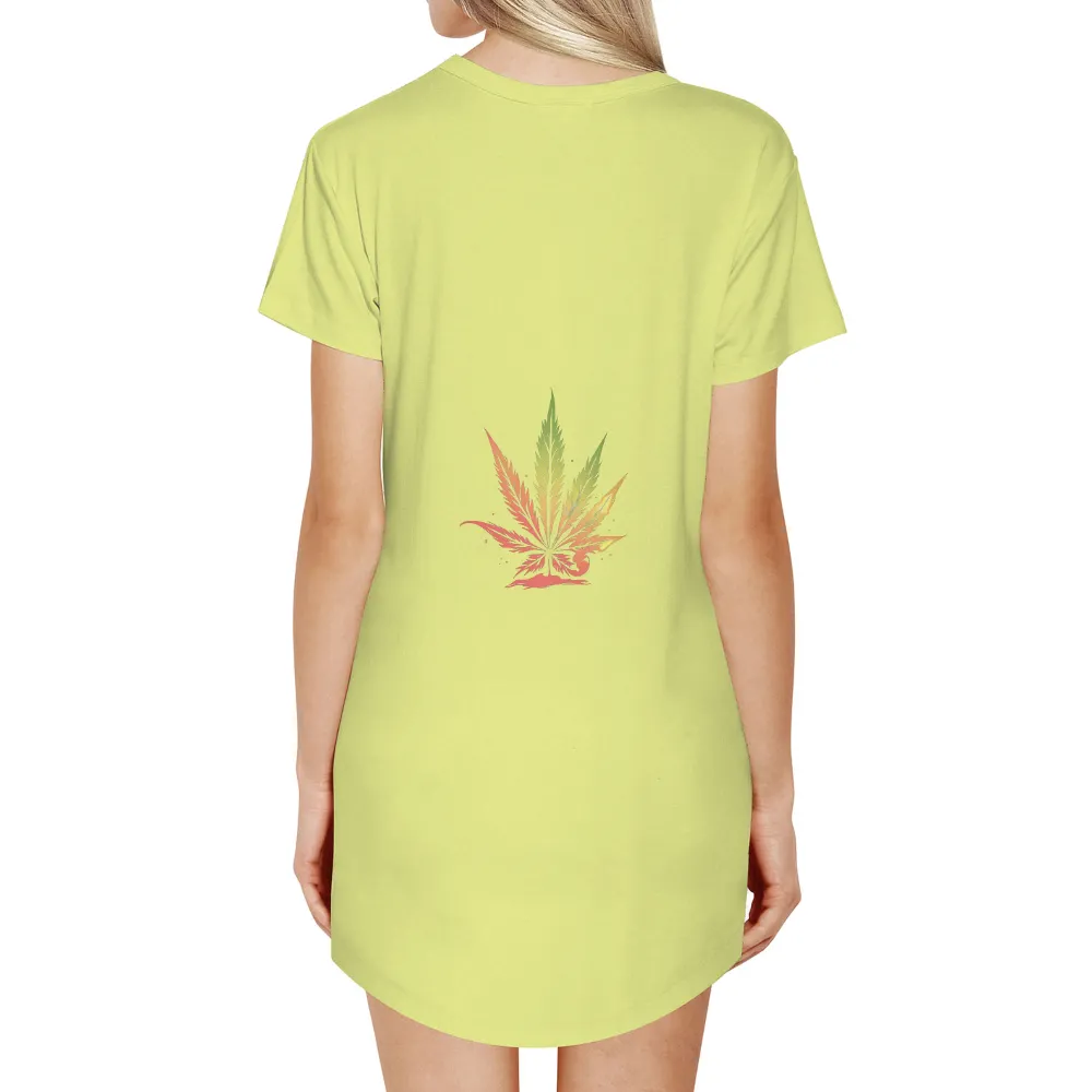 T-Shirts Design: Vibrant Cannabis Leaf - Artistic Expression of Life Moments