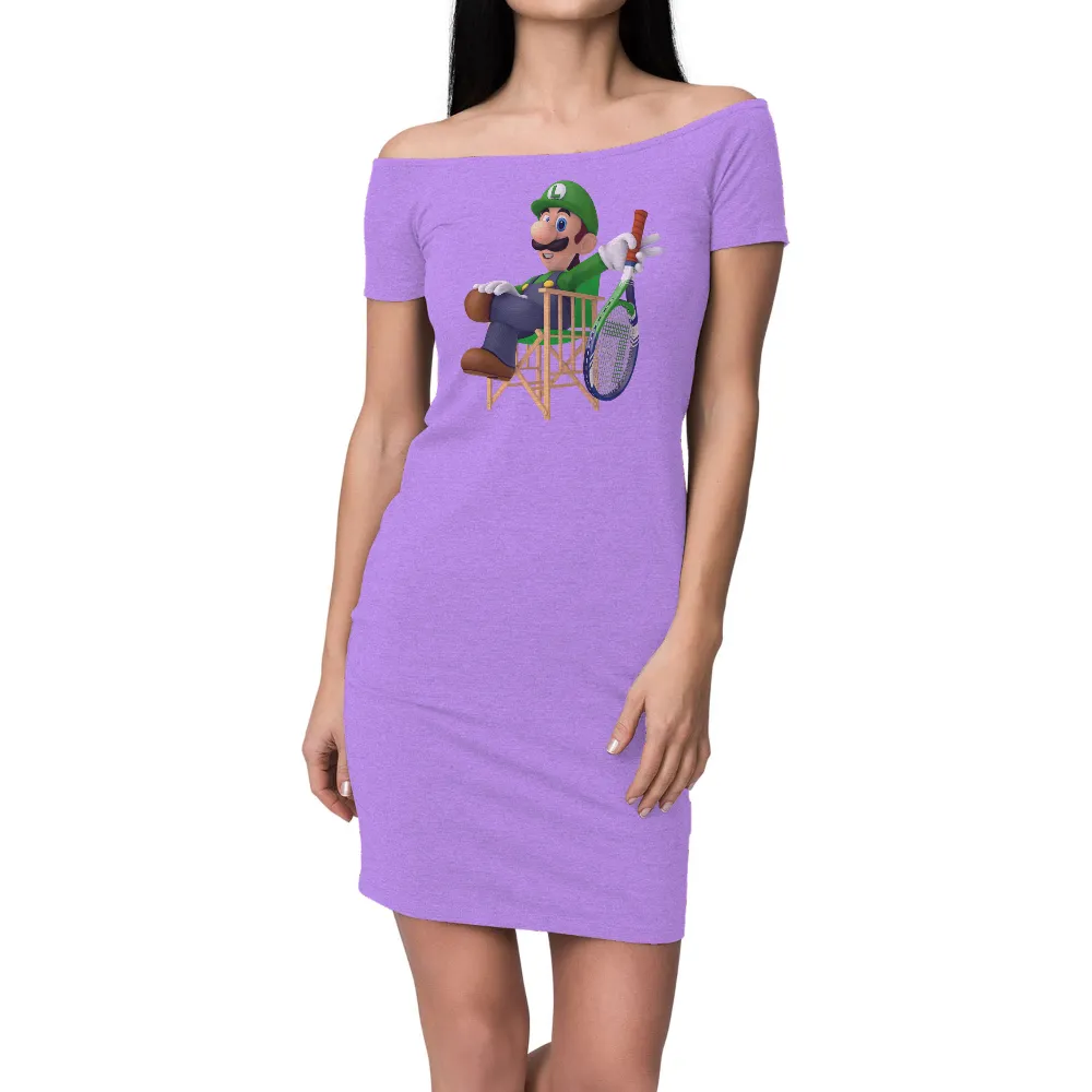 TShirt Printing: Luigi Tennis - Video Game Sports Mashup|cartoon character long sleeve shirts